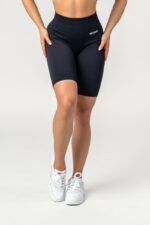 Short biker leggings seamless sports RIBBED black