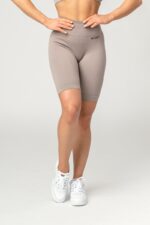 Short leggings bikers seamless sports RIBBED beige