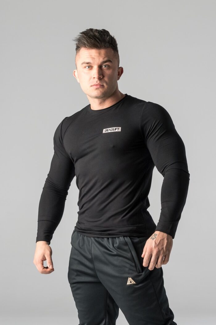 longsleeve męski typu slim fit czarny Men's slim fit METALLIC BOX longsleeve black - Image 1