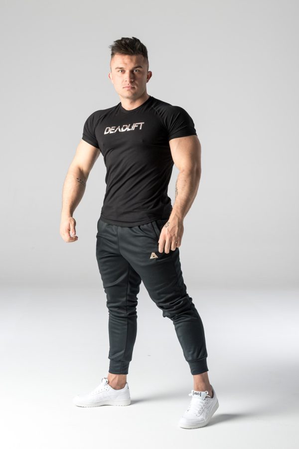 t-shirt męski atletyczny treningowy czarny