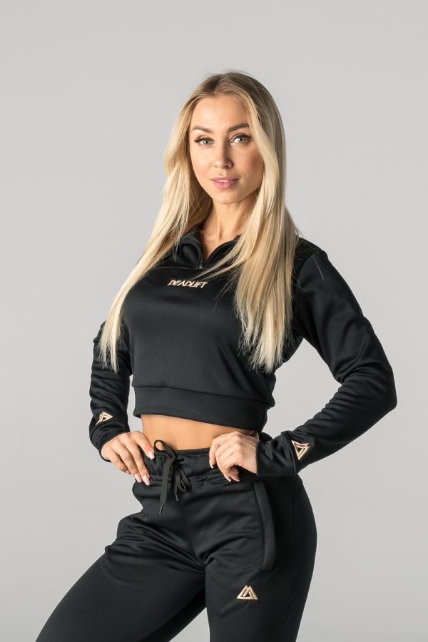 bluza sportowa crop damska czarna