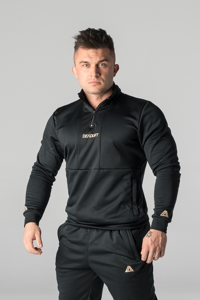 bluza męska sportowa czarna ze stójką