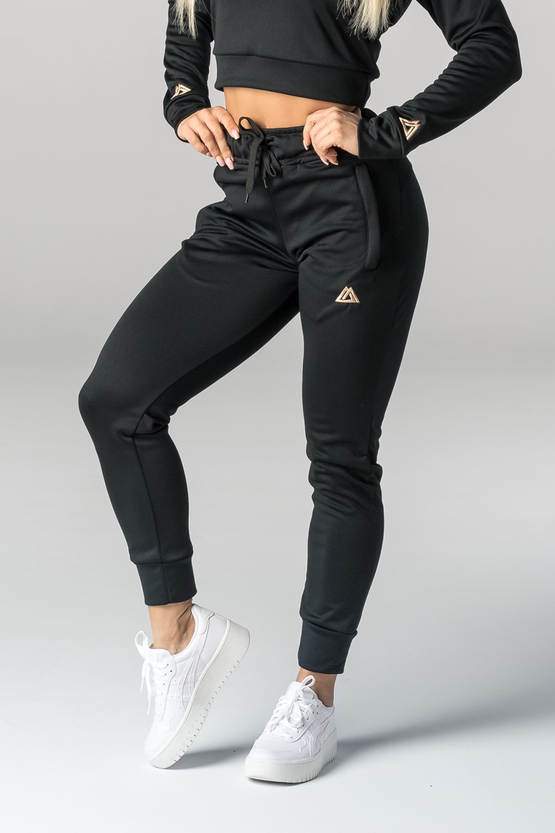 Spodnie dresowe damskie METALLIC czarne - DEADlift Gym Wear