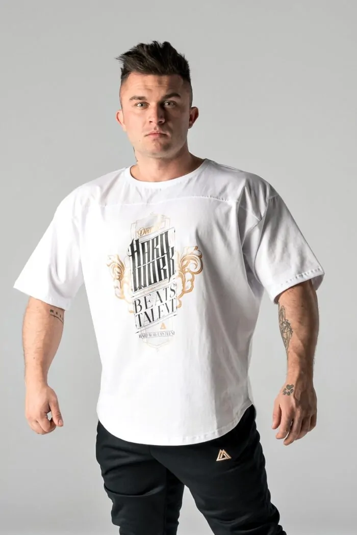 HARD WORK oversize t-shirt unisex white - Image 4