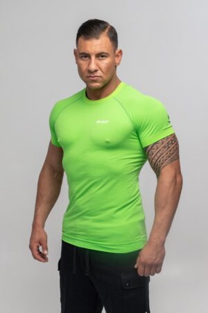 oddychająca koszulka męska treningowa bezszwowa zielona