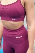 bezszwowy komplet sportowy damski prążkowany viva magenta