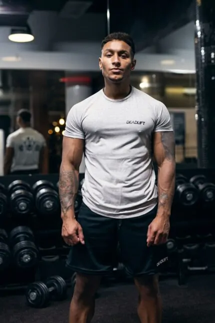 t-shirt męski sportowy slim fit siłownia