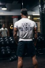 t-shirt męski sportowy slim fit siłownia motywacyjny nadruk
