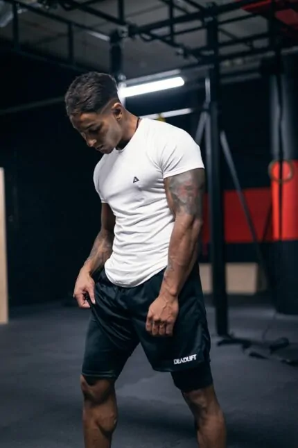 t-shirt męski sportowy slim fit siłownia motywacyjny nadruk