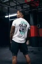 t-shirt męski sportowy slim fit siłownia motywacyjny nadruk