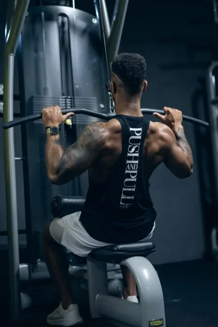 tank top męski na trening czarny siłownia