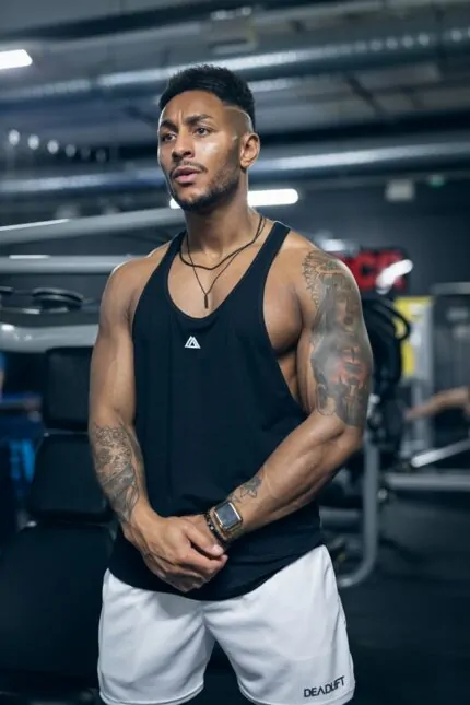 tank top męski na siłownię czarny