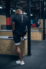 koszulka męska na siłownię slimfit czarna męska
