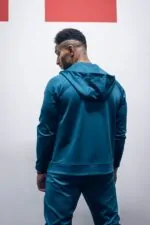 bluza dresowa męska z kapturem rozpinana turkusowa