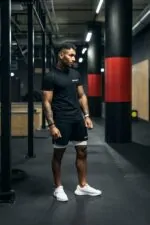 t-shirt steroids slimfit czarny treningowy męski na siłownię