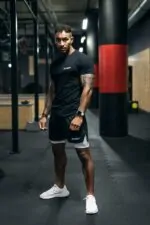 t-shirt steroids slimfit czarny treningowy męski na siłownię