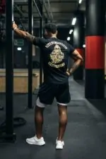 t-shirt steroids slimfit czarny treningowy męski na siłownię