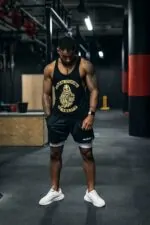 tank top steroids czarny treningowy męski na siłownię