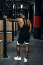 tank top steroids czarny treningowy męski na siłownię