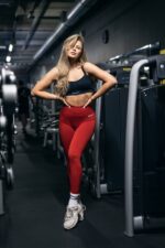 legginsy damskie treningowe seamless czerwone push up