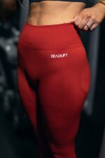 legginsy damskie treningowe seamless czerwone push up