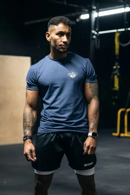 t-shirt męski slim fit sportowy na siłownię