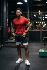 rashguard męski bezszwowy czerwony oddychający
