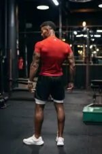 rashguard męski bezszwowy czerwony oddychający