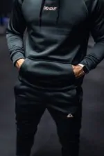 bluza sportowa męska z kapturem czarna treningowa