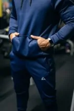bluza z kapturem męska sportowa granatowa na trening