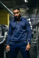 bluza męska sportowa szybkoschnąca granatowa treningowa