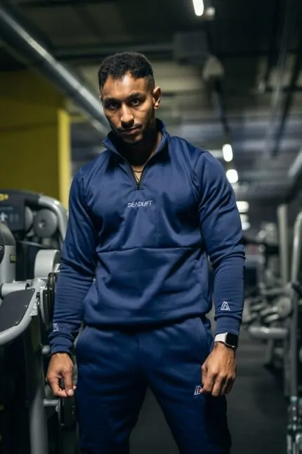 bluza męska sportowa szybkoschnąca granatowa treningowa