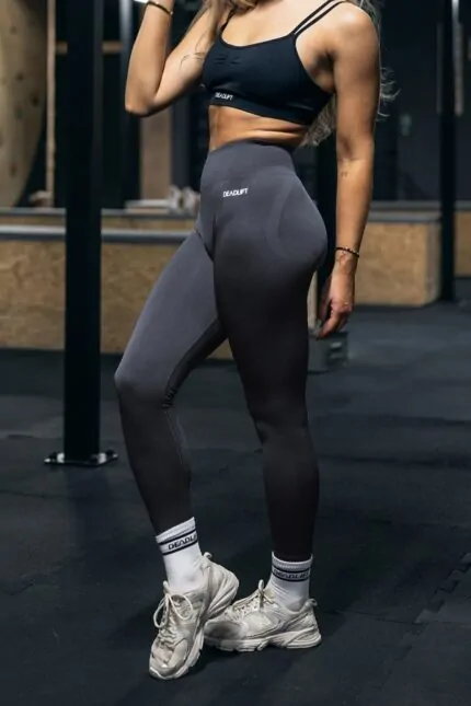 legginsy treningowe damskie seamless szare push up z wysokim stanem