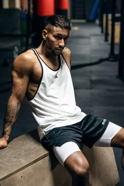 tank top stringer męski na siłownię z kontrastowymi lamówkami