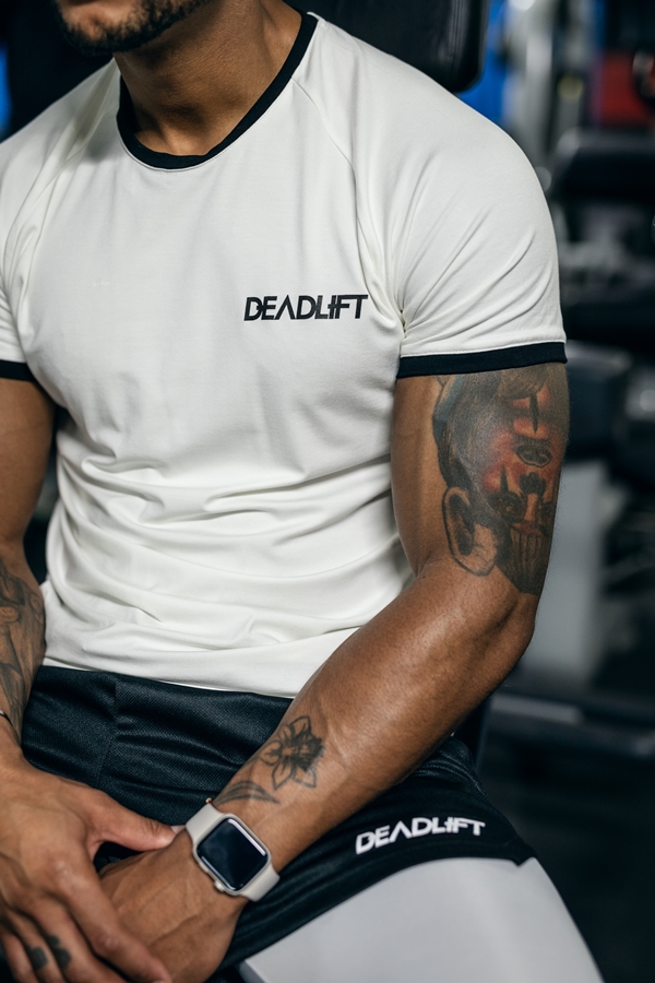 t-shirt męski z lamówkami slim fit sportowy