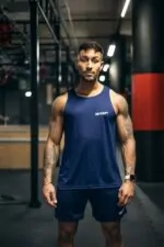set sportowy męski szybkoschnący granatowy na trening
