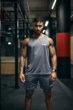 set sportowy męski treningowy na siłownię szary