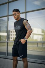 Spodenki bawełniane treningowe męskie DEADLIFT czarne - obrazek 2