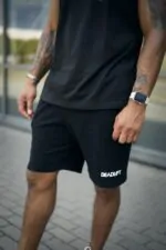 Spodenki bawełniane treningowe męskie DEADLIFT czarne - obrazek 5