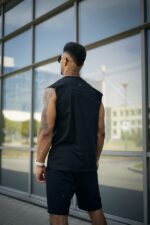 Spodenki bawełniane treningowe męskie DEADLIFT czarne - obrazek 3