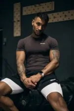 rashguard sportowy męski czekoladowy brąz