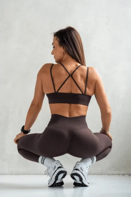 set sportowy damski bezszwowy brąz