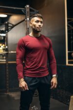 longsleeve męski muscle fit bordo