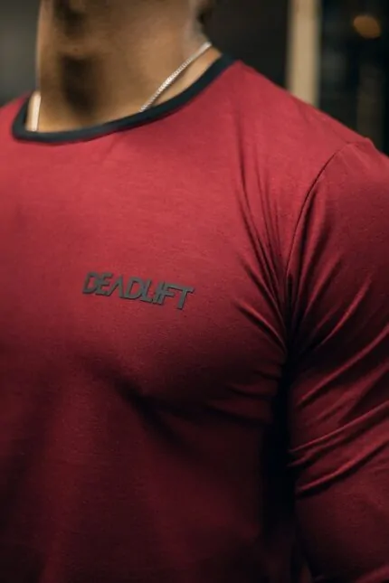 longsleeve męski muscle fit bordo