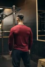 longsleeve męski muscle fit bordo