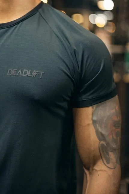 t-shirt męski muscle fit butelkowa zieleń