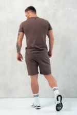 t-shirt męski muscle fit brązowy na trening