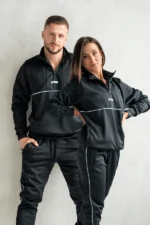 bluza dresowa unisex czarna z lampasem