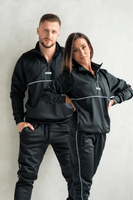 bluza dresowa unisex czarna z lampasem