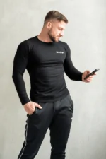 longsleeve męski muscle fit czarny sportowy